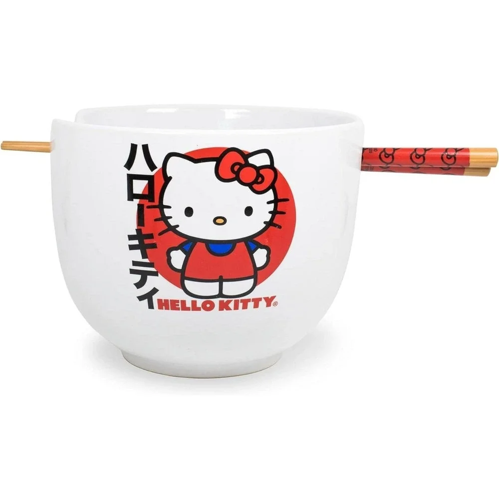 Silver Buffalo Sanrio Hello Kitty Japanese Ceramic Ramen Noodle Rice‎ Bowl
